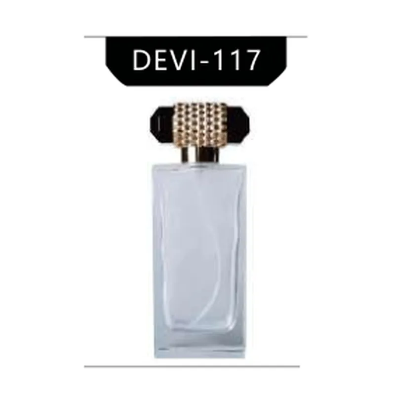 Chai nước hoa thủy tinh chữ nhật nắp đính hạt (DEVI-117) – mã NXG0097