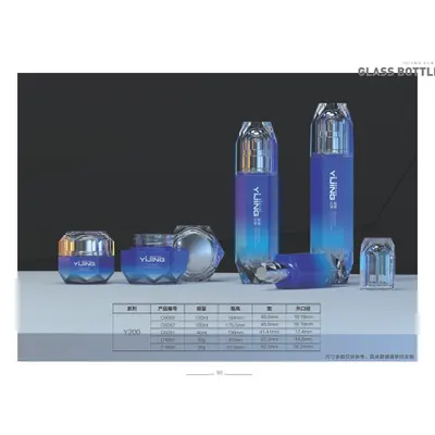 Bộ chai + hũ thủy tinh xanh dương nắp pha lê – mã NXG0160