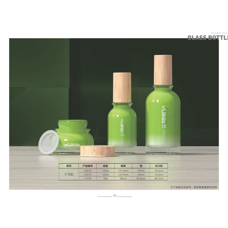 Bộ chai + hũ thủy tinh xanh lá nắp gỗ – mã NXG0165