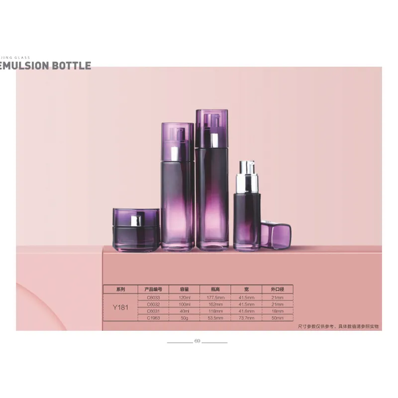 Bộ chai + hũ thủy tinh tím vuông – mã NXG0170