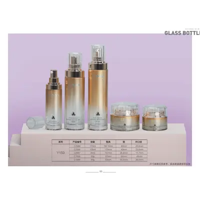 Bộ chai + hũ thủy tinh vàng champagne chuyển màu – mã NXG0179