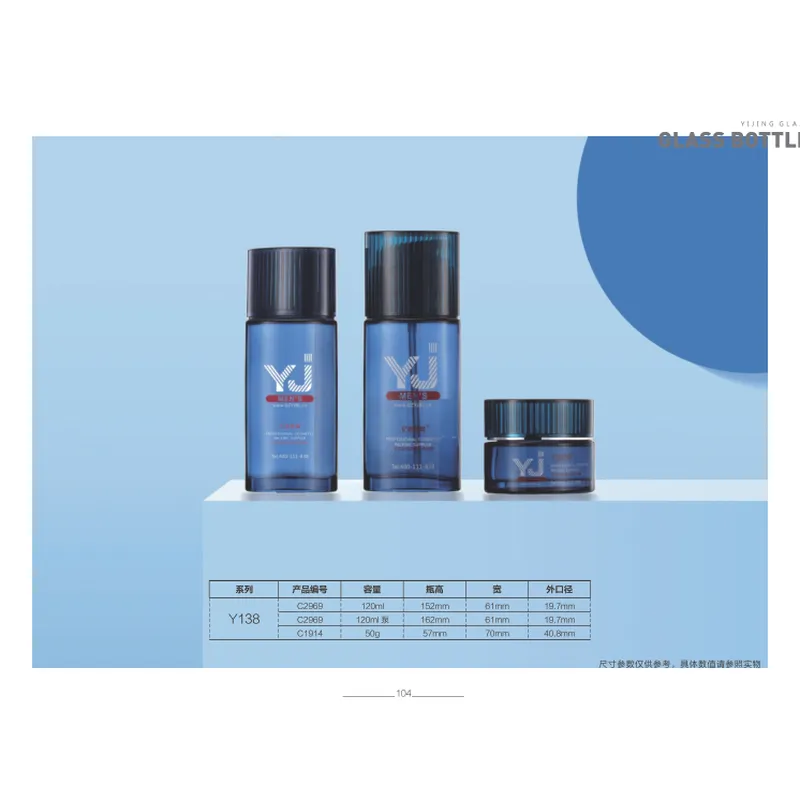 Bộ chai + hũ thủy tinh xanh navy nam – mã NXG0187