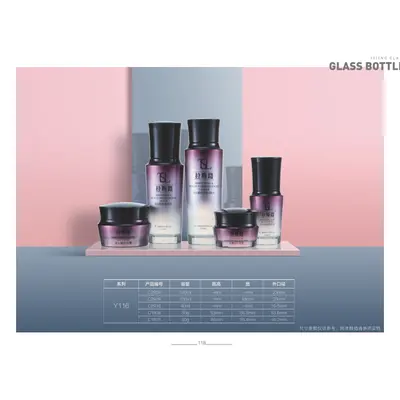 Bộ chai + hũ thủy tinh đen tím vuông – mã NXG0194