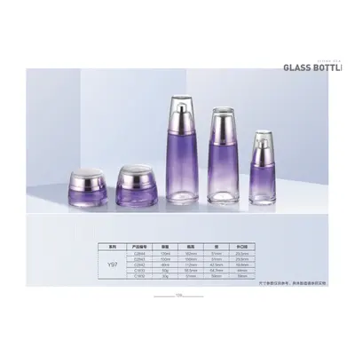Bộ chai + hũ thủy tinh tím vai tròn – mã NXG0198