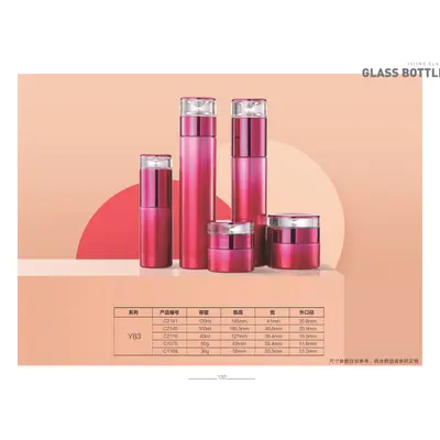 Bộ chai + hũ thủy tinh hồng cánh sen trụ – mã NXG0199