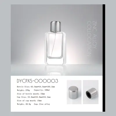 Chai nước hoa thủy tinh vuông 100ml nắp hợp kim bạc (DYCPXS-000003) – mã NXG0217
