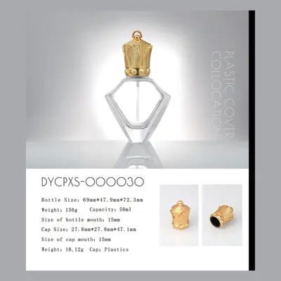 Chai nước hoa thủy tinh ngũ giác 50ml nắp vương miện (DYCPXS-000030) – mã NXG0247