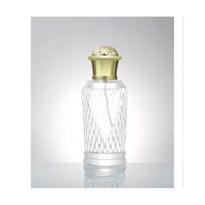 Chai nước hoa thủy tinh vân kim cương nắp vàng – ảnh 1