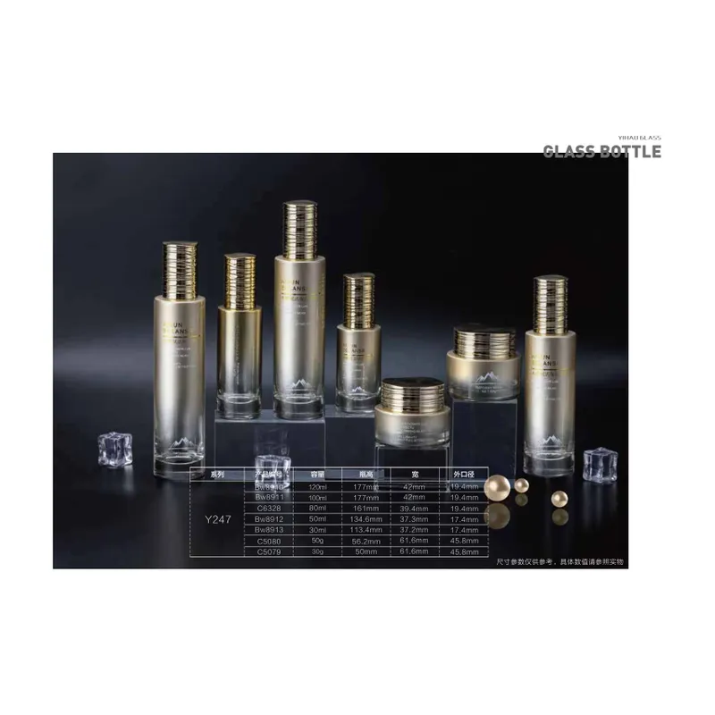 Bộ chai + hũ thủy tinh nắp vàng (trong) – mã NXG0396