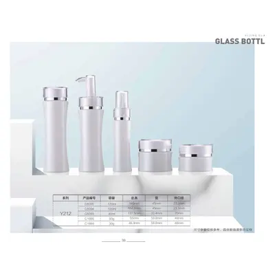 Bộ chai + hũ thủy tinh trắng ngọc trai – mã NXG0407