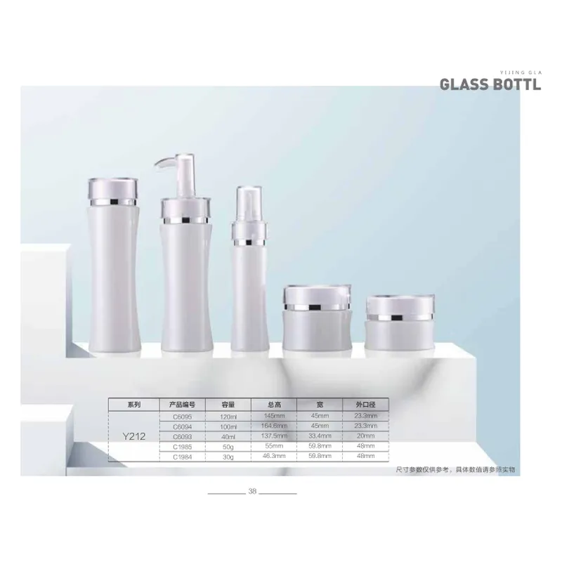 Bộ chai + hũ thủy tinh trắng ngọc trai – mã NXG0407