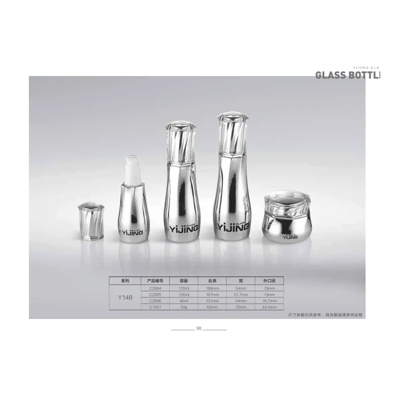 Bộ chai + hũ thủy tinh mạ bạc – mẫu 2 – mã NXG0425