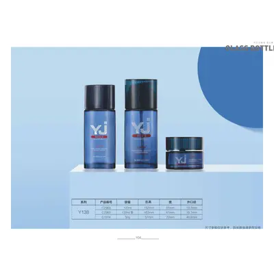 Bộ chai + hũ thủy tinh xanh navy (nam) – mã NXG0428