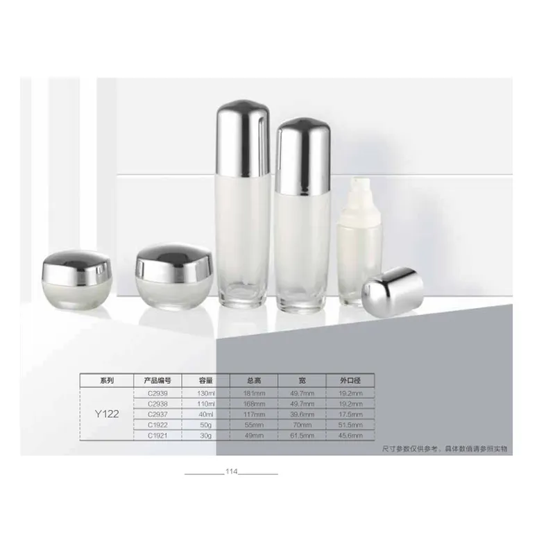Bộ chai + hũ thủy tinh trắng nắp bạc – mã NXG0432
