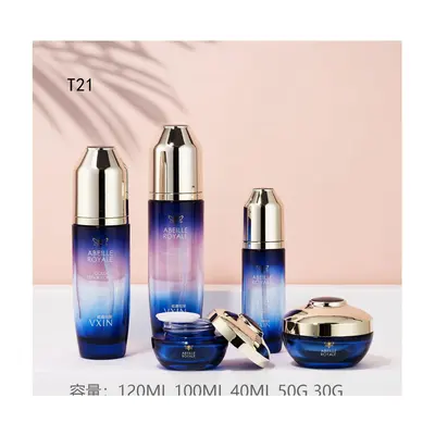 Bộ chai + hũ thủy tinh xanh tím chuyển màu T21 – mã NXG0446