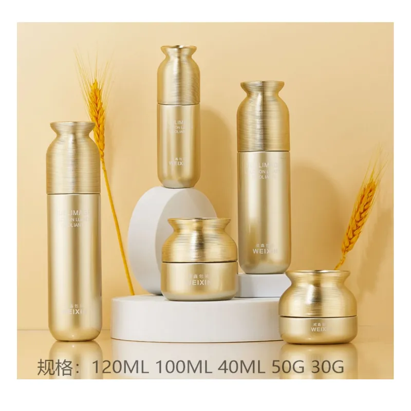 Bộ chai + hũ thủy tinh vàng kim – mã NXG0448