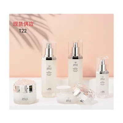 Bộ chai + hũ thủy tinh trong nắp bạc pha lê T22 – mã NXG0487