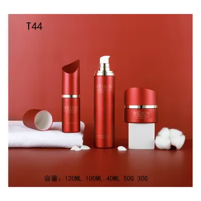 Bộ chai + hũ thủy tinh đỏ vát T44 – mã NXG0521
