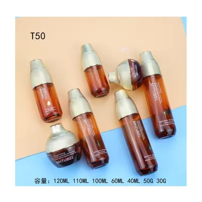 Bộ chai + hũ thủy tinh nâu hổ phách T50 – mã NXG0524