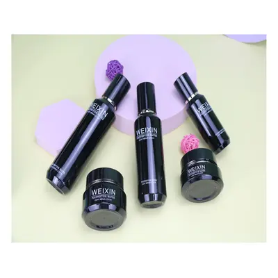 Bộ chai + hũ thủy tinh đen nắp đen – mã NXG0539