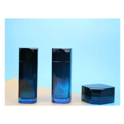 Bộ chai + hũ thủy tinh xanh dương đen vuông – mã NXG0577