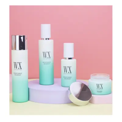 Bộ chai + hũ thủy tinh trắng xanh ngọc chuyển màu – mã NXG0582