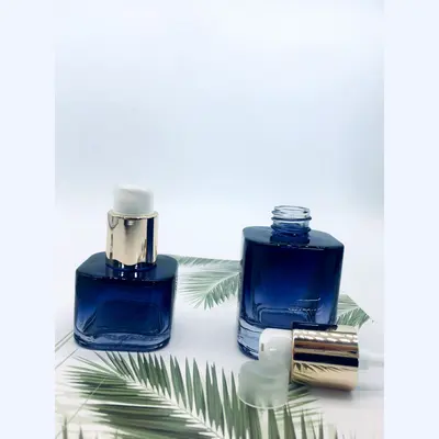 Bộ chai xịt thủy tinh + hũ kem xanh navy nắp bạc 120ml – ảnh 3