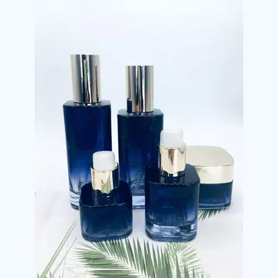 Bộ chai xịt thủy tinh + hũ kem xanh navy nắp bạc 120ml – ảnh 4