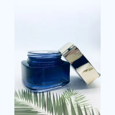 Bộ chai xịt thủy tinh + hũ kem xanh navy nắp bạc 120ml – mã NXG0598