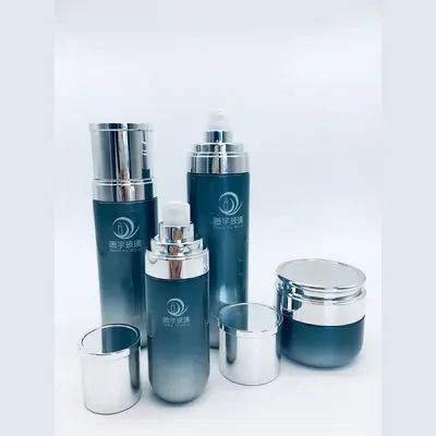 Bộ chai xịt thủy tinh + hũ kem xanh xám nắp bạc 120ml – mã NXG0613