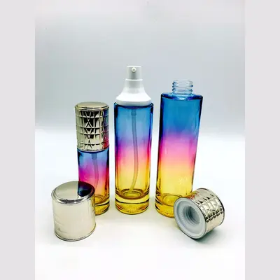 Bộ chai xịt thủy tinh + hũ kem cầu vồng chuyển màu 120ml – mã NXG0618