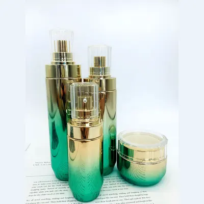 Bộ chai xịt thủy tinh + hũ kem xanh lá vàng nắp vàng 120ml – ảnh 4