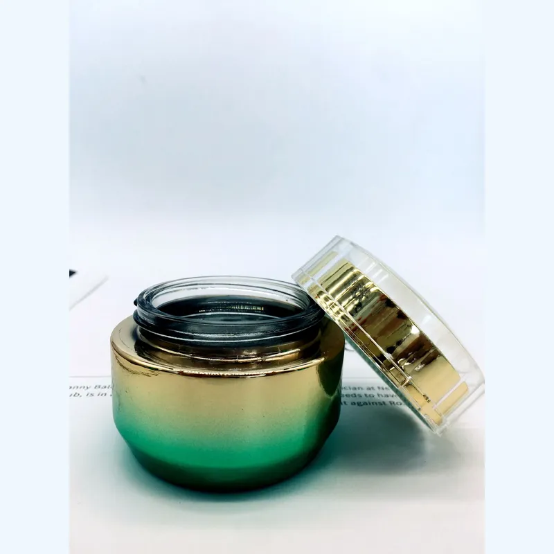 Bộ chai xịt thủy tinh + hũ kem xanh lá vàng nắp vàng 120ml – mã NXG0621