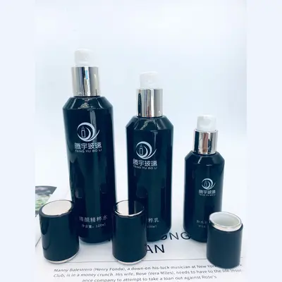 Bộ chai xịt thủy tinh + hũ kem đen nắp đen 120ml – ảnh 2