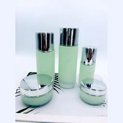 Bộ chai xịt thủy tinh + hũ kem xanh mint nắp bạc 120ml – ảnh 4