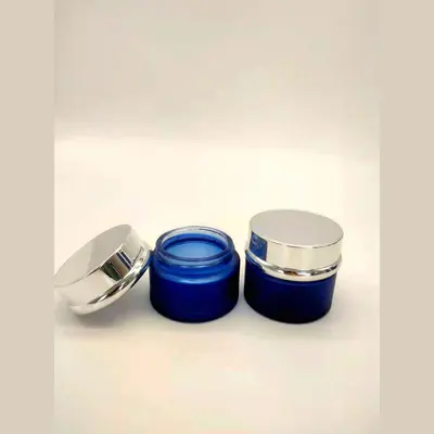 Bộ chai xịt thủy tinh + hũ kem xanh navy mờ nắp bạc 120ml – ảnh 3