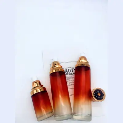 Bộ chai xịt thủy tinh + hũ kem cam đỏ chuyển màu 120ml – mã NXG0642