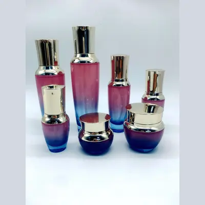 Bộ chai xịt thủy tinh + hũ kem hồng tím chuyển màu 120ml – mã NXG0643