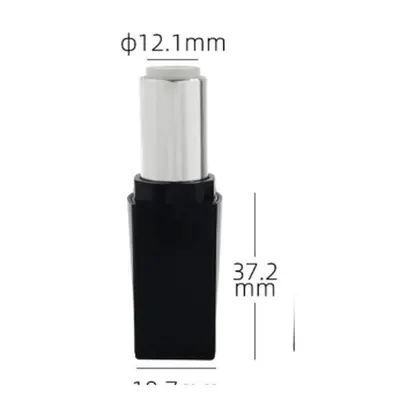 Vỏ son thỏi vuông đen ống bạc 37mm – mã NXM0053