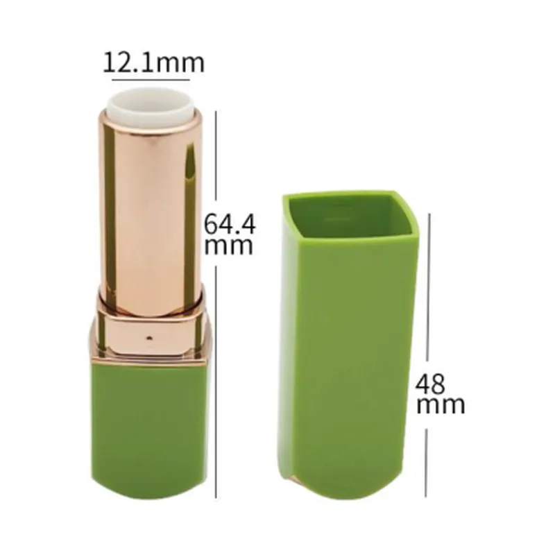 Vỏ son thỏi vuông xanh lá ống vàng hồng – mã NXM0095