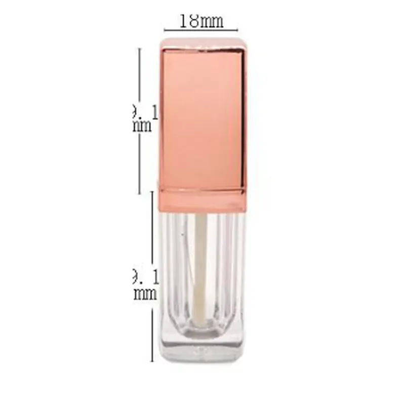 Vỏ son bóng vuông nắp vàng hồng 4.5ml – mã NXM0194