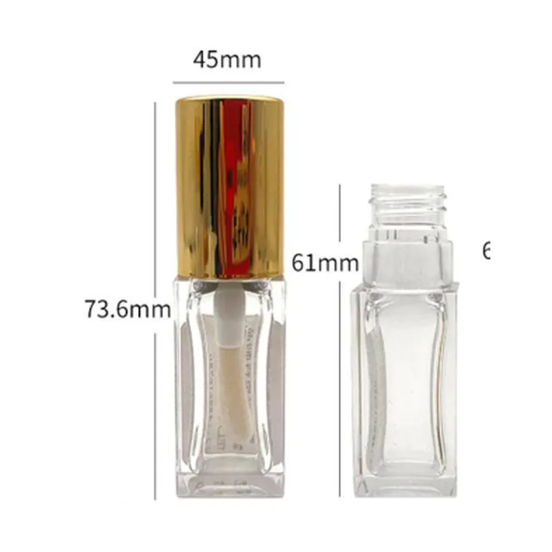 Vỏ son bóng vuông nắp vàng 4ml / 3ml – mã NXM0234