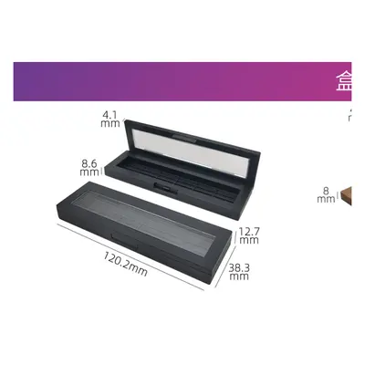 Hộp phấn dài đen nắp kính 120mm – mã NXM0479