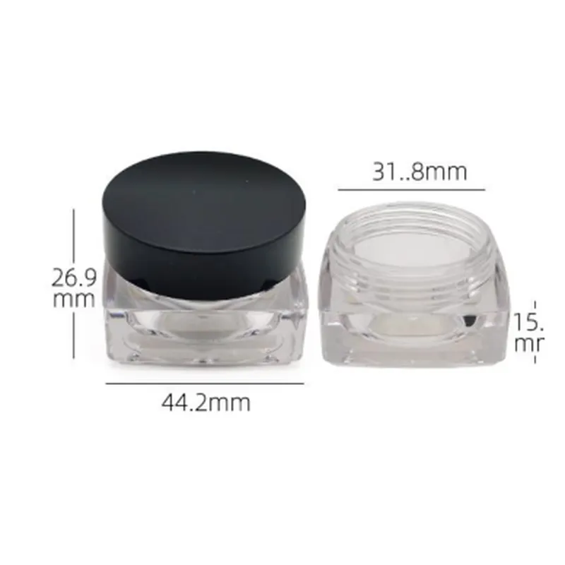 Hũ nhựa vuông nắp đen 44mm – mã NXM0489