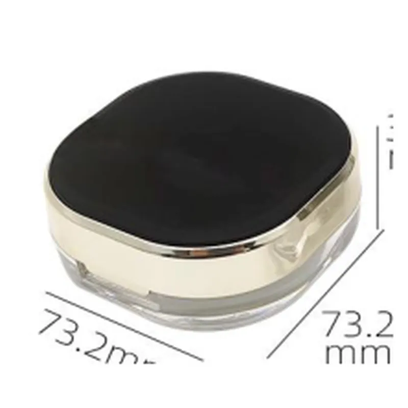 Hộp phấn vuông bo đen viền vàng 73mm – mã NXM0500