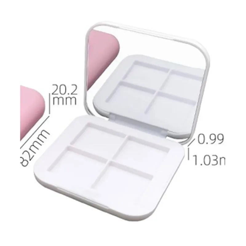 Hộp phấn vuông trắng 4 ô có gương 82mm – mã NXM0513