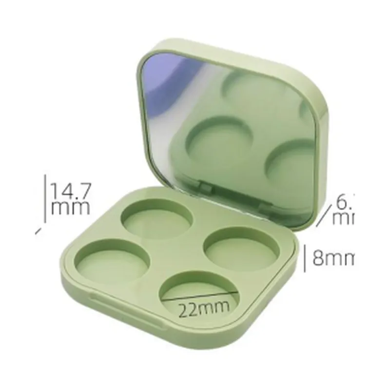 Hộp phấn vuông xanh sage 4 ô tròn có gương – mã NXM0514