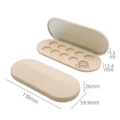 Hộp phấn oval be 10 ô có gương 138mm – mã NXM0523