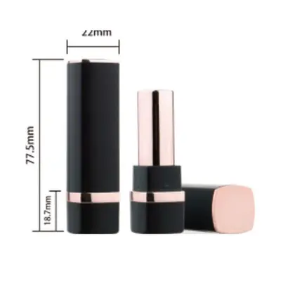 Vỏ son thỏi đen viền vàng hồng 77mm – mã NXM0610
