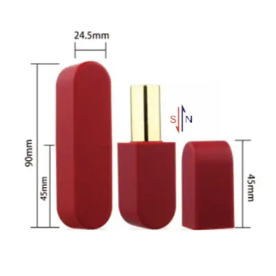 Vỏ son thỏi từ tính đỏ bo tròn – mã NXM0613